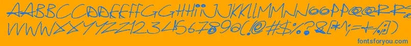 Quirky Cat Italic Font – Blue Fonts on Orange Background