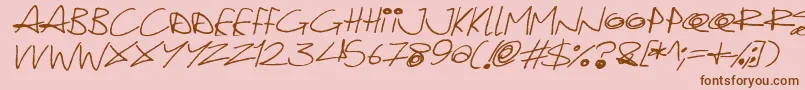 Fonte Quirky Cat Italic – fontes marrons em um fundo rosa