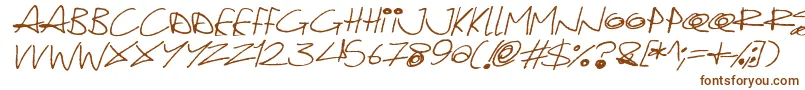 Quirky Cat Italic-Schriftart – Braune Schriften auf weißem Hintergrund