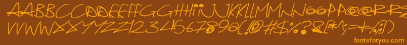 Quirky Cat Italic Font – Orange Fonts on Brown Background