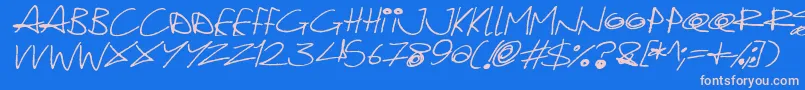 Quirky Cat Italic Font – Pink Fonts on Blue Background