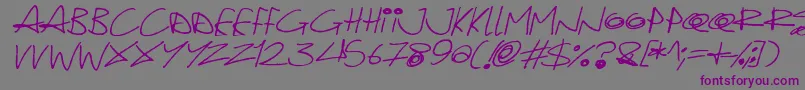 Шрифт Quirky Cat Italic – фиолетовые шрифты на сером фоне