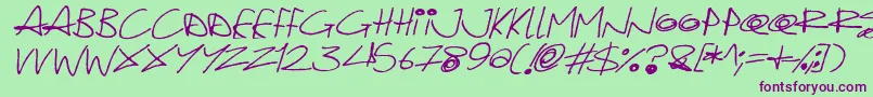 Quirky Cat Italic Font – Purple Fonts on Green Background