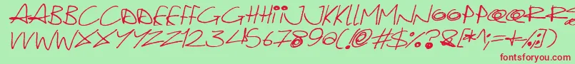 Fonte Quirky Cat Italic – fontes vermelhas em um fundo verde