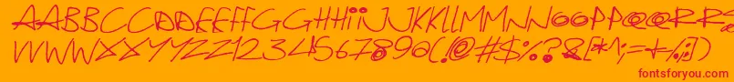 Quirky Cat Italic Font – Red Fonts on Orange Background