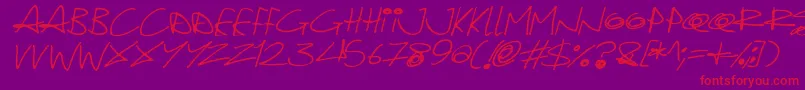 Quirky Cat Italic Font – Red Fonts on Purple Background