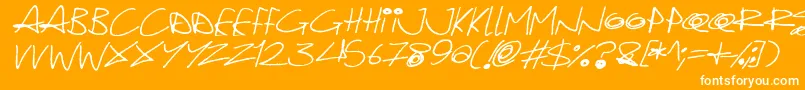 Quirky Cat Italic-Schriftart – Weiße Schriften auf orangefarbenem Hintergrund