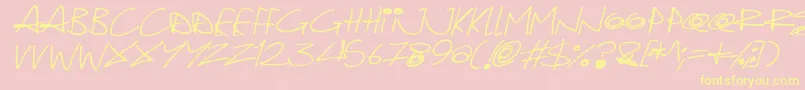 Quirky Cat Italic-Schriftart – Gelbe Schriften auf rosa Hintergrund