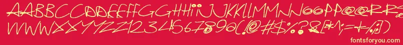 Fonte Quirky Cat Italic – fontes amarelas em um fundo vermelho