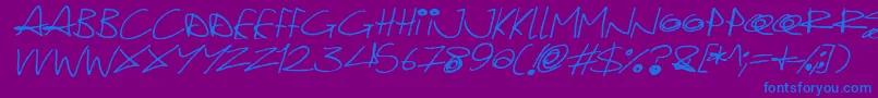 Quirky Cat Italic Font – Blue Fonts on Purple Background