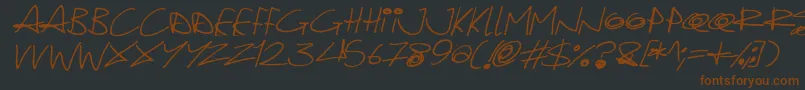Quirky Cat Italic-fontti – ruskeat fontit mustalla taustalla