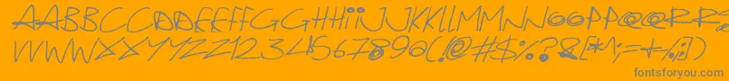 Quirky Cat Italic-Schriftart – Graue Schriften auf orangefarbenem Hintergrund