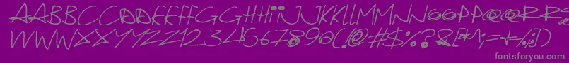 Weitere Informationen zur Quirky Cat Italic-Schriftart Quirky Cat Italic-Schriftart – Graue Schriften auf violettem Hintergrund