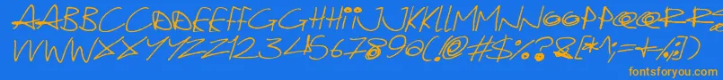 Quirky Cat Italic Font – Orange Fonts on Blue Background