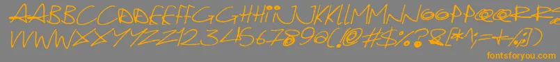 Quirky Cat Italic-Schriftart – Orangefarbene Schriften auf grauem Hintergrund