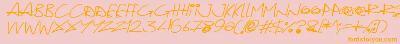 Quirky Cat Italic-Schriftart – Orangefarbene Schriften auf rosa Hintergrund