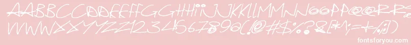 Quirky Cat Italic-Schriftart – Weiße Schriften auf rosa Hintergrund