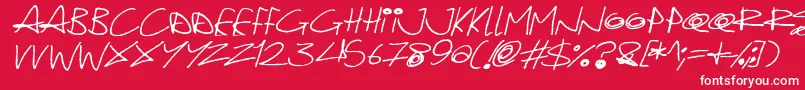 Fonte Quirky Cat Italic – fontes brancas em um fundo vermelho