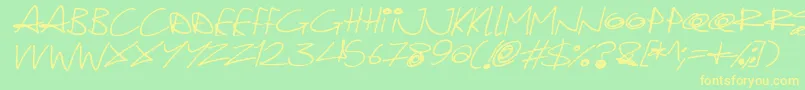 Quirky Cat Italic Font – Yellow Fonts on Green Background