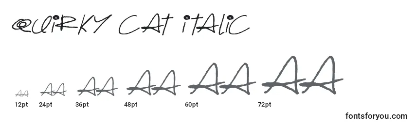 Größen der Schriftart Quirky Cat Italic (138001)
