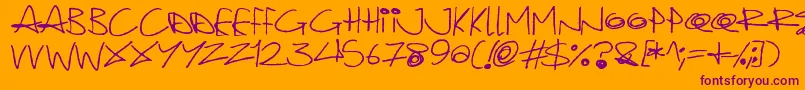 Quirky Cat Font – Purple Fonts on Orange Background