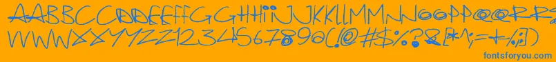 Quirky Cat Font – Blue Fonts on Orange Background