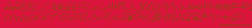 Quirky Cat-Schriftart – Braune Schriften auf rotem Hintergrund