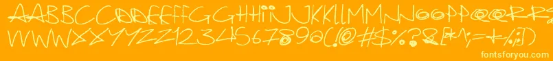 Weitere Informationen zur Quirky Cat-Schriftart Quirky Cat-Schriftart – Gelbe Schriften auf orangefarbenem Hintergrund