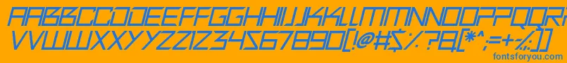 Шрифт Quirky Robot Italic – синие шрифты на оранжевом фоне