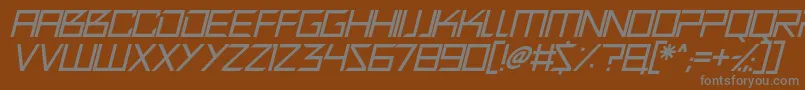Fonte Quirky Robot Italic – fontes cinzas em um fundo marrom
