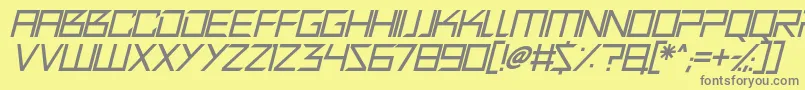 Quirky Robot Italic-Schriftart – Graue Schriften auf gelbem Hintergrund