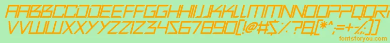 Quirky Robot Italic Font – Orange Fonts on Green Background
