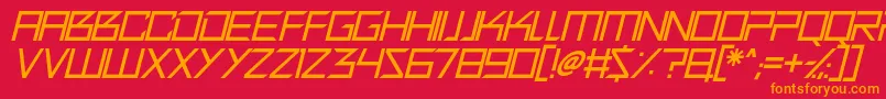 Quirky Robot Italic Font – Orange Fonts on Red Background