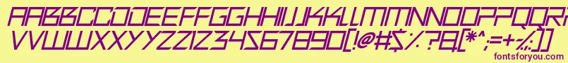 Quirky Robot Italic Font – Purple Fonts on Yellow Background
