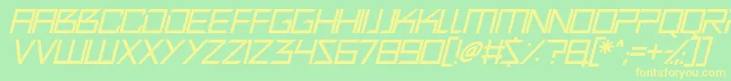 Quirky Robot Italic Font – Yellow Fonts on Green Background