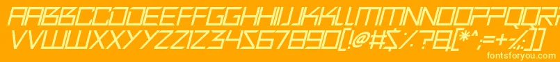 Quirky Robot Italic Font – Yellow Fonts on Orange Background