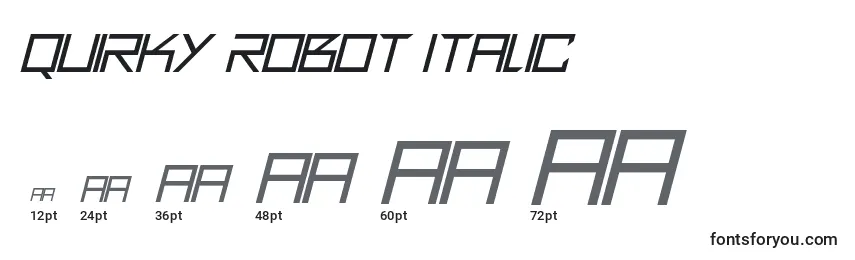 Rozmiary czcionki Quirky Robot Italic