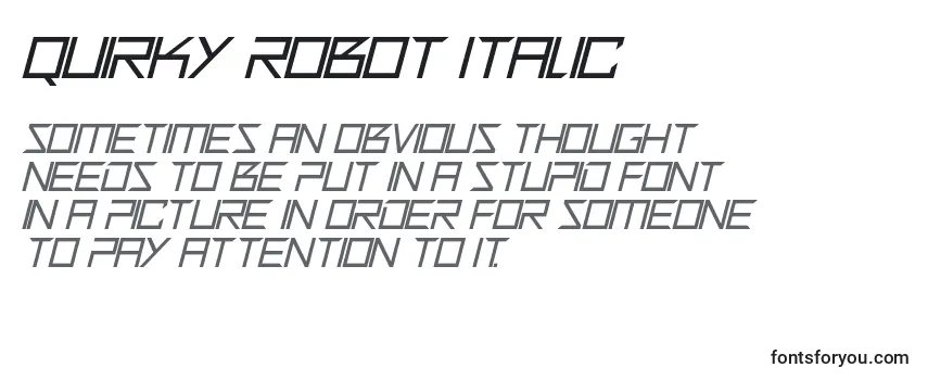 Revisão da fonte Quirky Robot Italic