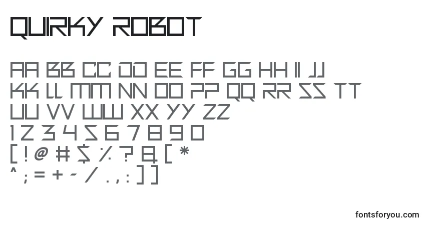 Quirky Robot-fontti – aakkoset, numerot, erikoismerkit