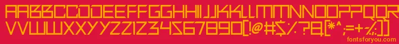 フォントQuirky Robot – 赤い背景にオレンジの文字