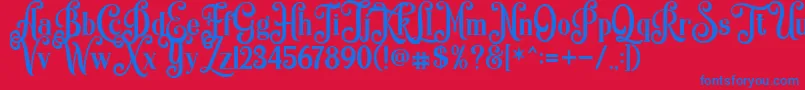 フォントQuiska Personal Use Only – 赤い背景に青い文字