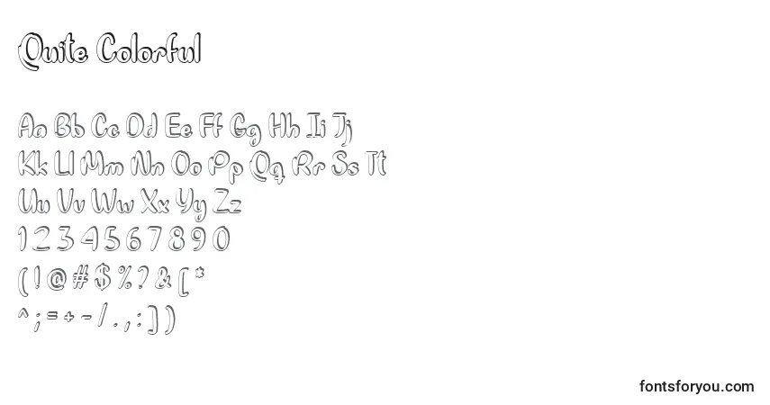 Czcionka Quite Colorful   – alfabet, cyfry, specjalne znaki
