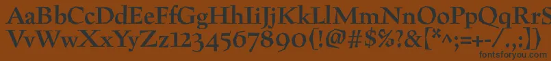 フォントPreissigBold – 黒い文字が茶色の背景にあります