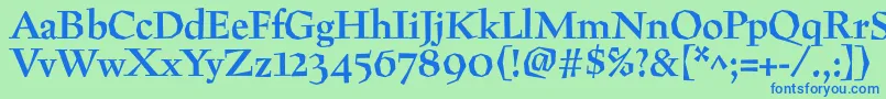 フォントPreissigBold – 青い文字は緑の背景です。