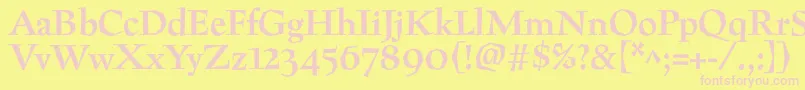PreissigBold-fontti – vaaleanpunaiset fontit keltaisella taustalla