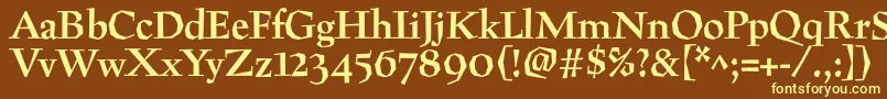 PreissigBold-fontti – keltaiset fontit ruskealla taustalla
