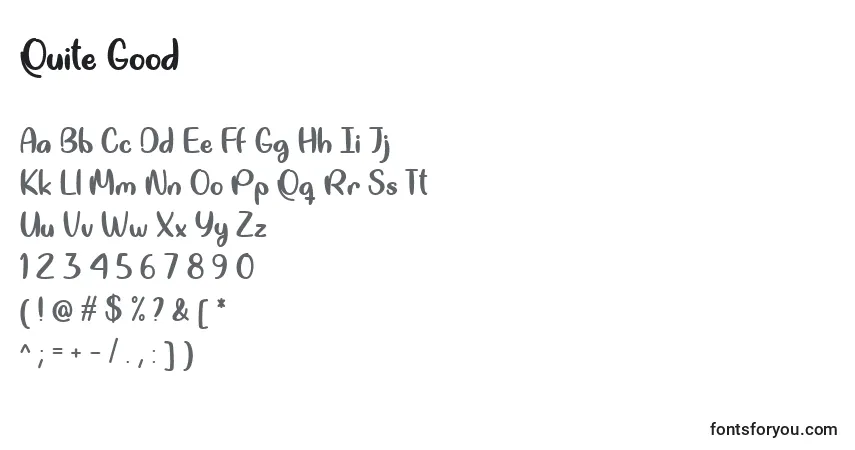 Czcionka Quite Good   – alfabet, cyfry, specjalne znaki