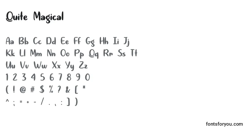 Czcionka Quite Magical   – alfabet, cyfry, specjalne znaki