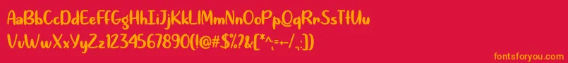 フォントQuite Magical   – 赤い背景にオレンジの文字