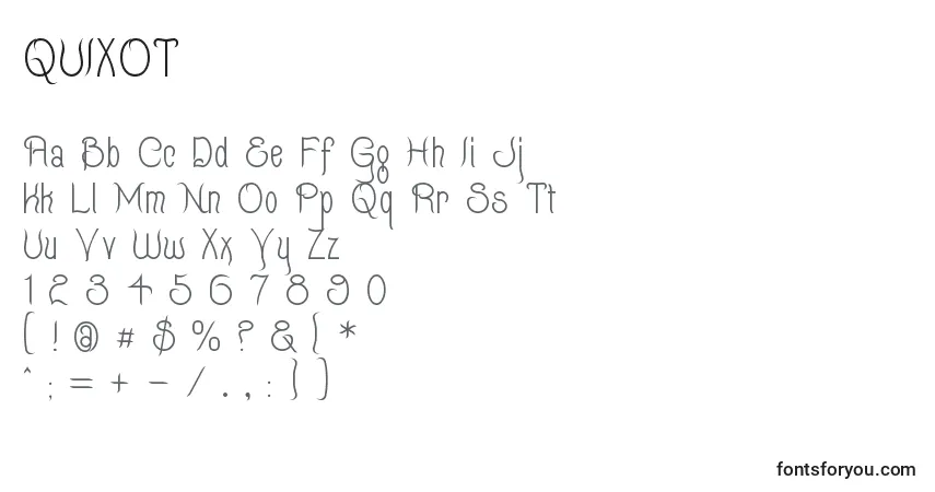 A fonte QUIXOT   (138012) – alfabeto, números, caracteres especiais